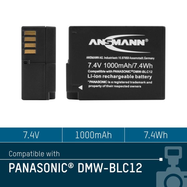 Ansmann Akku LI-ION DMW-BLC 12 7,4Volt, 1000mAh, passend u.a. FZ1000 II