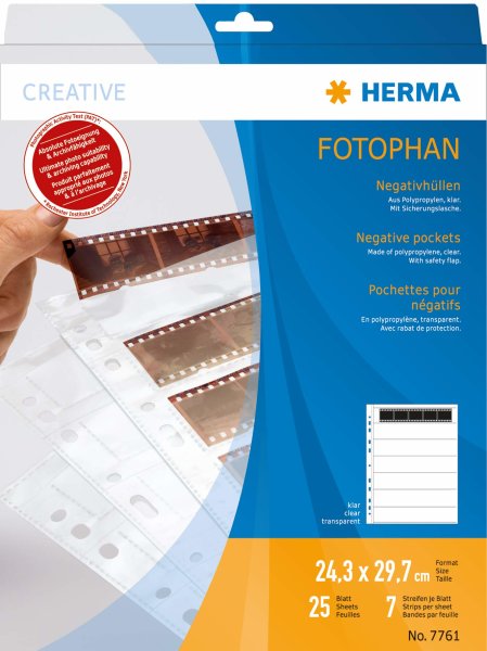 Herma 25 pockets F. 7X5 negatives - polypropylene clear