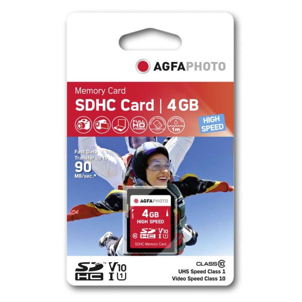AgfaPhoto SDHC Class 10 | 4 GB high speed UHS1 (S:15MB/s | L:45MB/s)