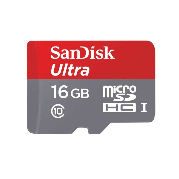 San Disk, microSDHC-Karte Ultra, 16 GB + Adapter, UHS-1, Class 10, L/S 98MB/s