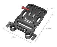 SmallRig | 3016 V-Mount-Akku-Adapterplatte mit zwei 15 mm Stabklemmen