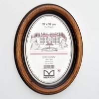 Bilderrahmen Holz, vintage braun, oval, 13x18cm