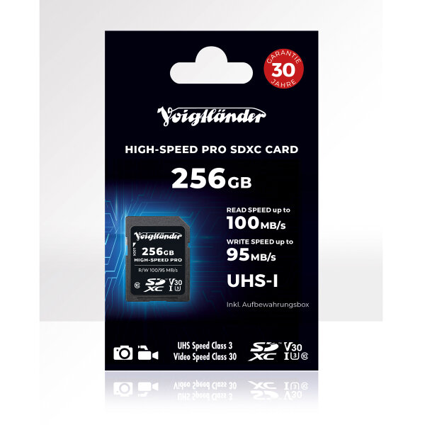 Voigtländer |  Prof. High-Speed SDXC 256GB UHS-I, Cl10, U3, V30 (100/95 MB/s)