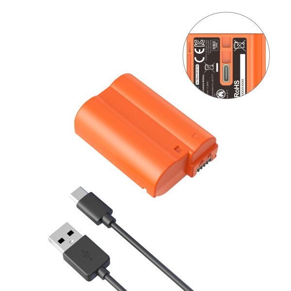SmallRig | 4966 EN-EL15c USB-C Rechargeable Camera Battery (Orange)
