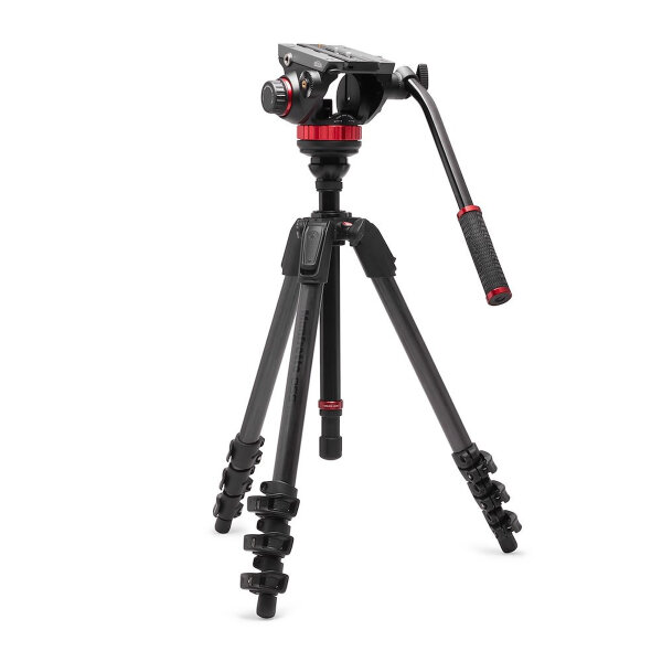 Manfrotto | 502 flacher Fluid Videokopf m. 055 Video Carbonfaser-Stativ | MVK502055CXPROV