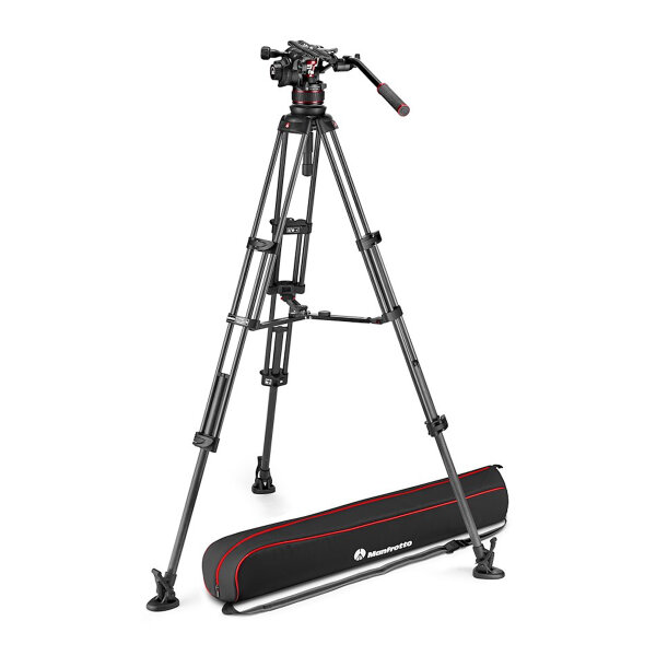 Manfrotto | Nitrotech 612+Twin Carbon, Fluid-Videok.+2-fach Stativ mit Mittelsp | MVK612TWINMC