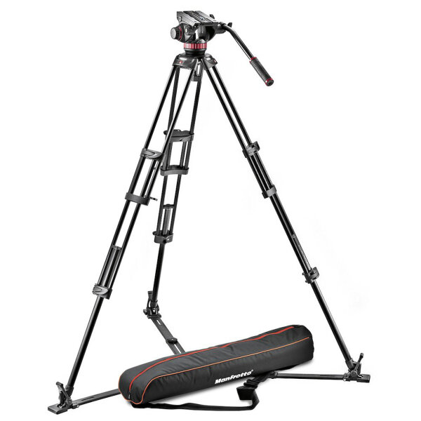 Manfrotto | Aluminium Stativsystem mit Fluid-Video-Neiger und Bodenspinne | MVH502A,546GB-1