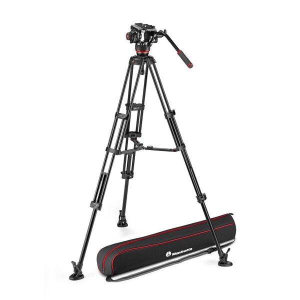 Manfrotto | 504 Fluid-Videokopf mit Alu- Doppelrohr Stativ | MVK504XTWINMA