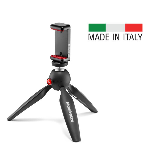 Manfrotto | PIXI Mini-Stativ mit Smartphone-Klemme schwarz | MKPIXICLMII-BK