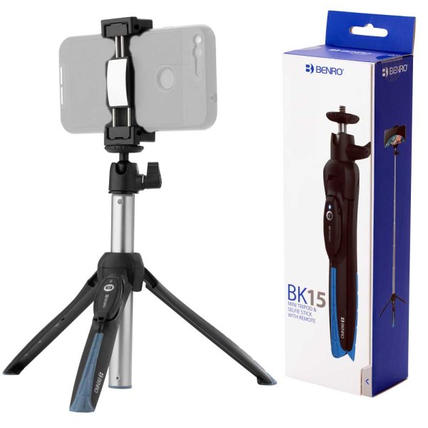 Benro | BK15 Selfie Stick + Tischstativ + Bluetooth Fernb. + Smartphone Halter